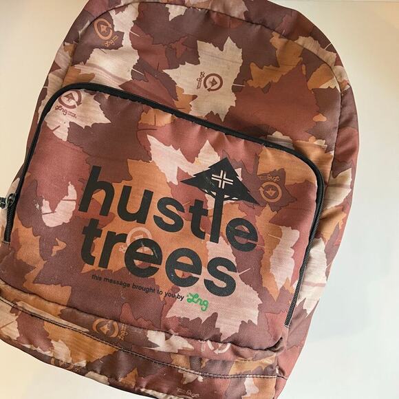LRG Brown Leaf Print Carry on Lightweight Laptop Large Backpack Unisex - Picture 1 of 16